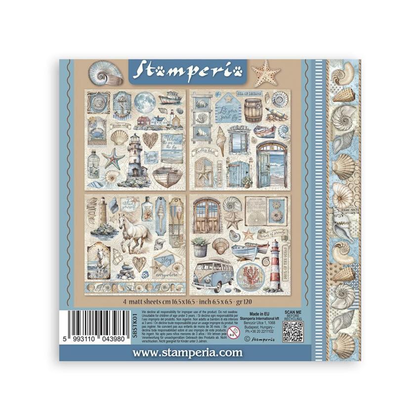 Stamperia - Aufkleber "Silent Sea" Sticker 16,5x16,5cm - 4 Bogen