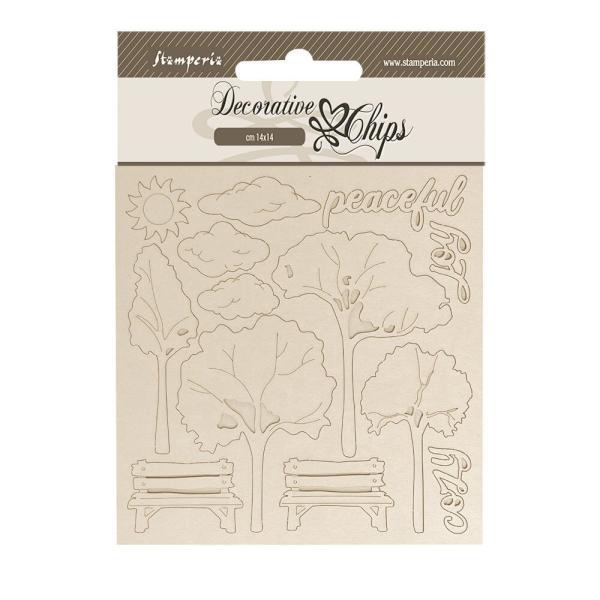 Stamperia - Holzteile 14x14 cm "Garden" Decorative Chips