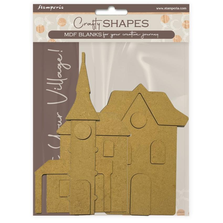 Stamperia - Holzteile "Silent Sea Village Kit" MDF Crafty Shapes Blanks & Decorative Chips