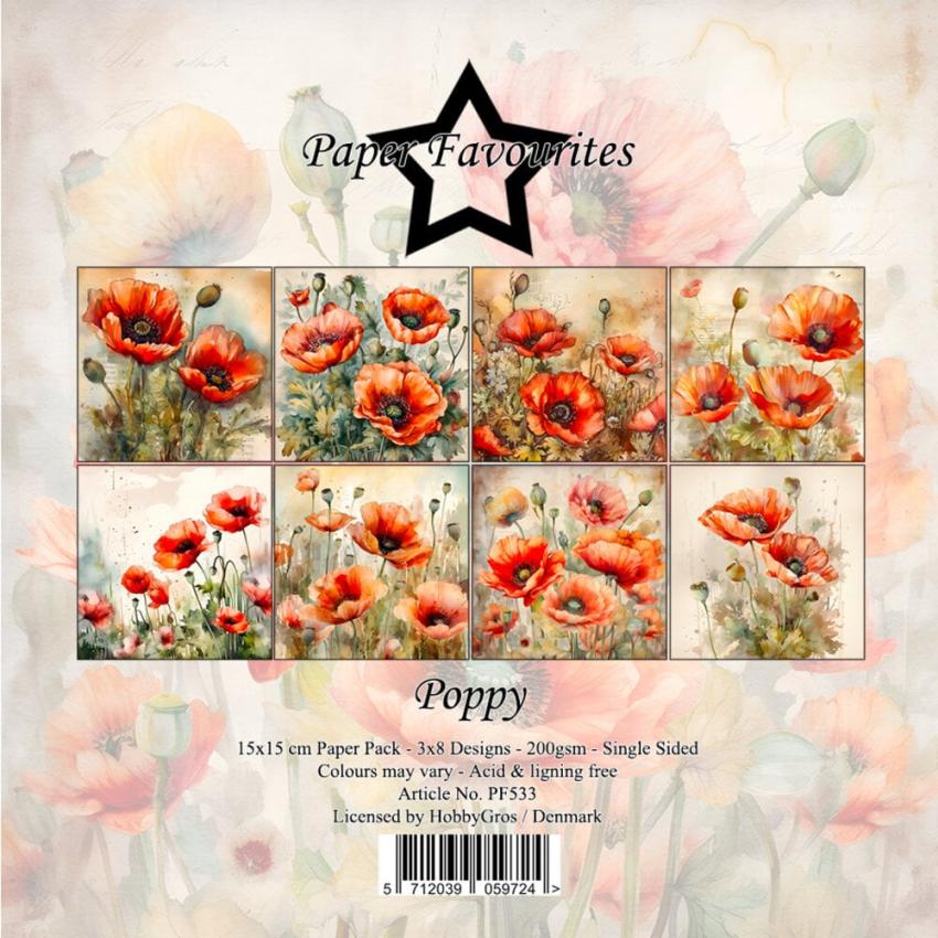 Paper Favourites - Designpapier "Poppy" Paper Pack 6x6 Inch - 24 Bogen