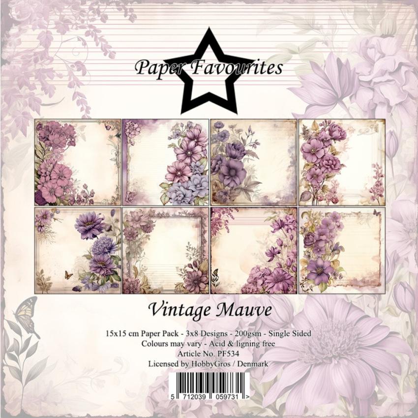 Paper Favourites - Designpapier "Vintage Mauve" Paper Pack 6x6 Inch - 24 Bogen