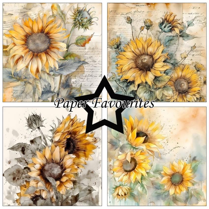 Paper Favourites - Designpapier "Vintage Sunflower" Paper Pack 6x6 Inch - 24 Bogen