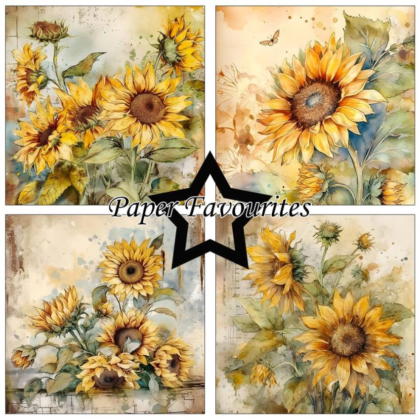 Paper Favourites - Designpapier "Vintage Sunflower" Paper Pack 6x6 Inch - 24 Bogen