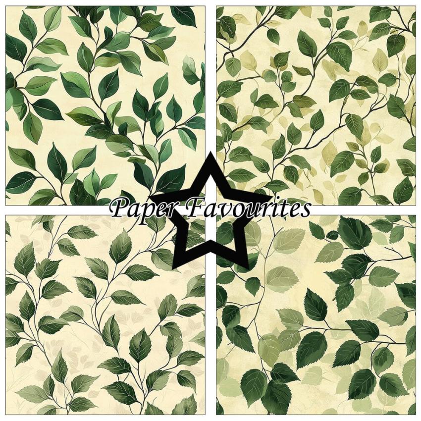 Paper Favourites - Designpapier "Green Leaves" Paper Pack 12x12 Inch 8 Bogen