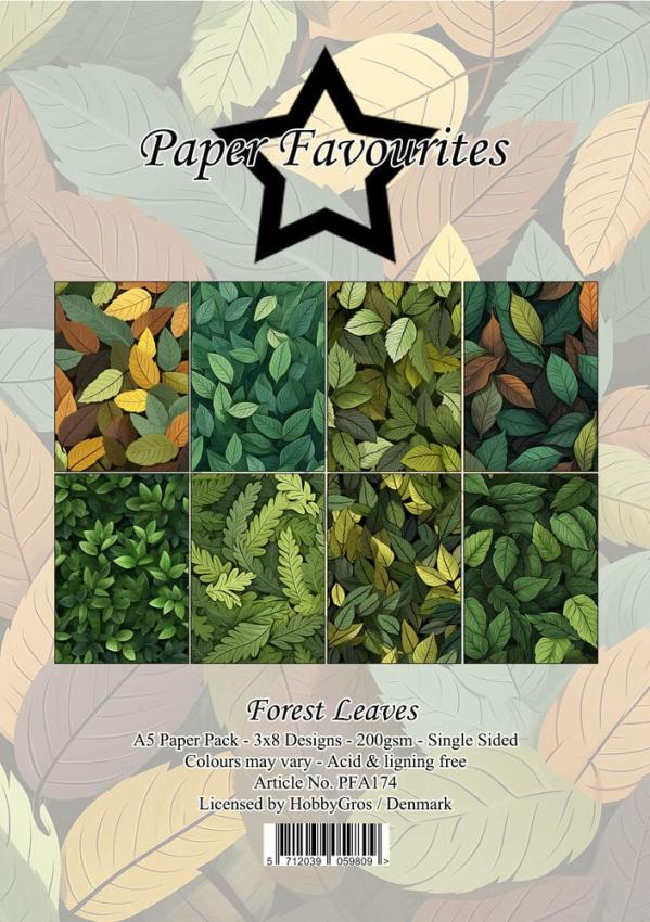 Paper Favourites - Designpapier "Forest Leaves" Paper Pack A5 - 24 Bogen