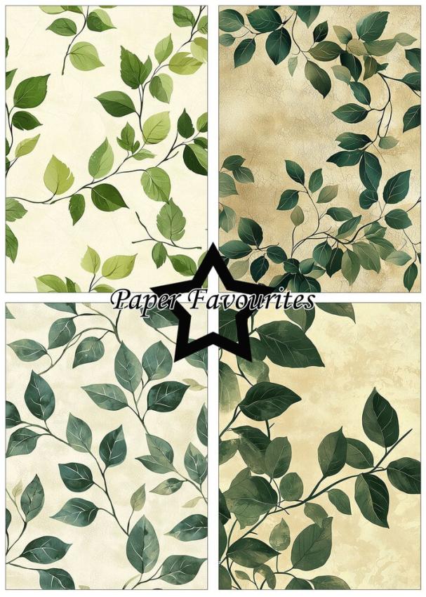 Paper Favourites - Designpapier "Green Leaves" Paper Pack A5 - 24 Bogen