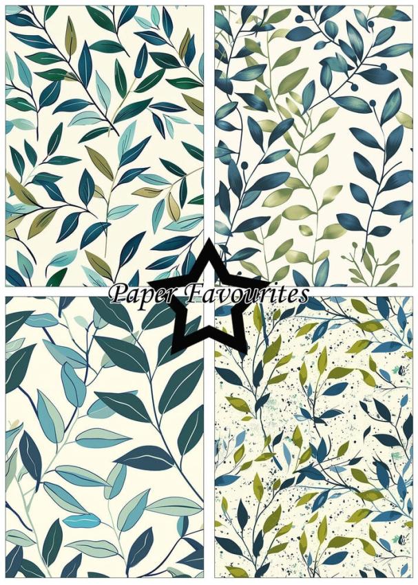 Paper Favourites - Designpapier "Vintage Green Leaves" Paper Pack A5 - 24 Bogen