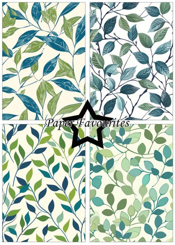 Paper Favourites - Designpapier "Vintage Green Leaves" Paper Pack A5 - 24 Bogen