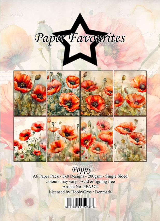Paper Favourites - Designpapier "Poppy" Paper Pack A6 - 24 Bogen