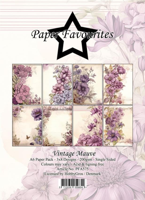 Paper Favourites - Designpapier "Vintage Mauve" Paper Pack A6 - 24 Bogen