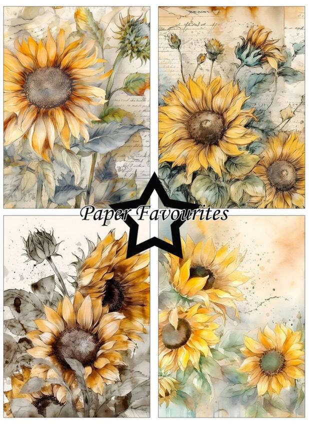Paper Favourites - Designpapier "Vintage Sunflower" Paper Pack A6 - 24 Bogen