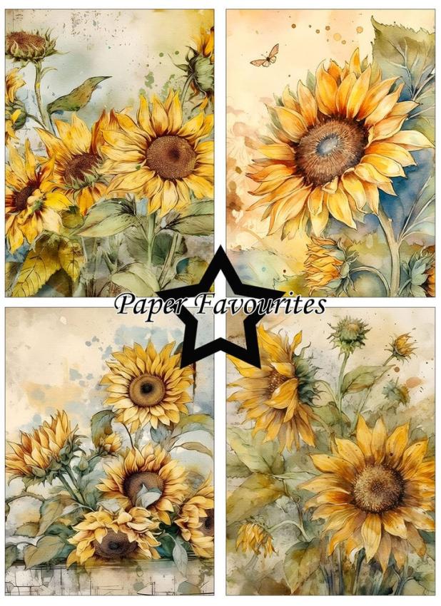 Paper Favourites - Designpapier "Vintage Sunflower" Paper Pack A6 - 24 Bogen