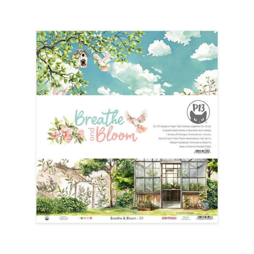 Piatek P13 - Designpapier "Breathe and Bloom" Paper Pack 12x12 Inch - 6 Bogen