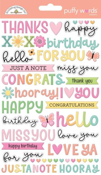 Doodlebug Design - Aufkleber "Butterfly Kisses" Puffy Words Sticker