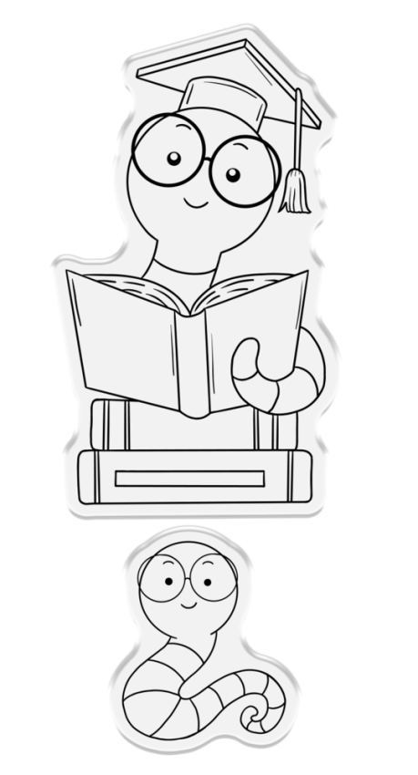 Crafters Companion - Stempelset & Stanzschablone "Cute Bookworm" Stamp & Dies