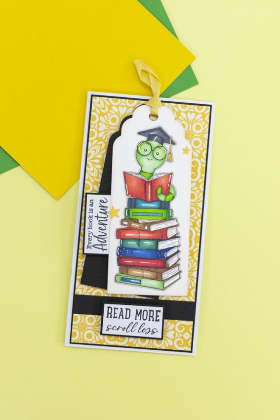 Crafters Companion - Stempelset & Stanzschablone "Cute Bookworm" Stamp & Dies