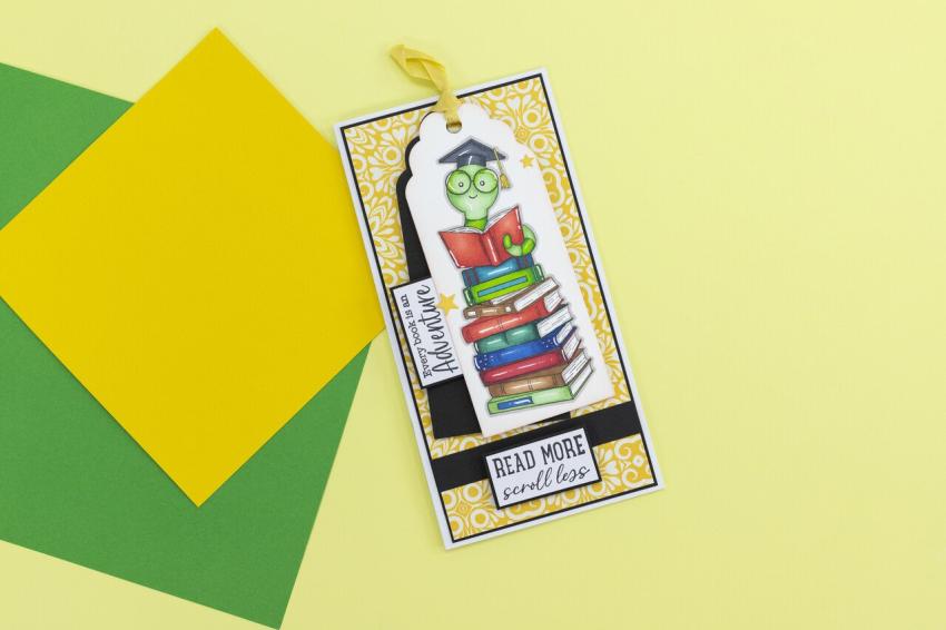 Crafters Companion - Stempelset & Stanzschablone "Cute Bookworm" Stamp & Dies