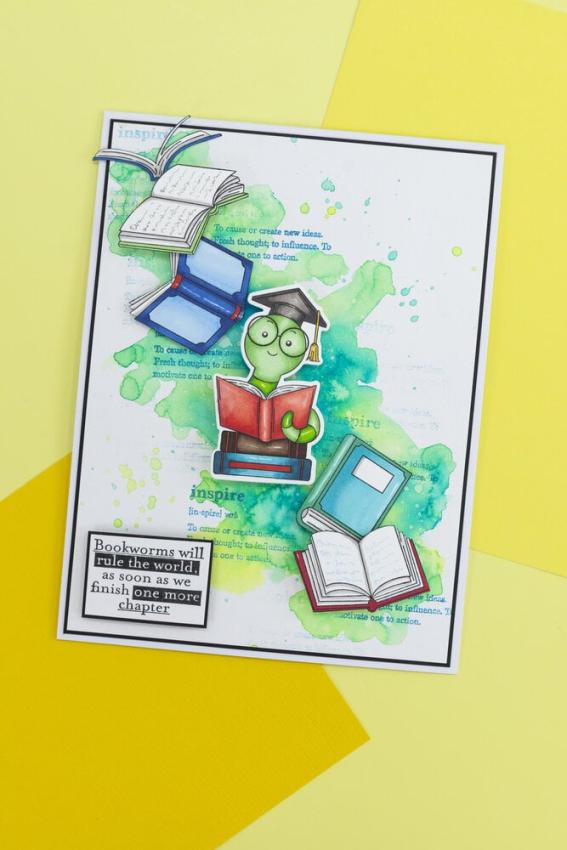 Crafters Companion - Stempelset & Stanzschablone "Cute Bookworm" Stamp & Dies