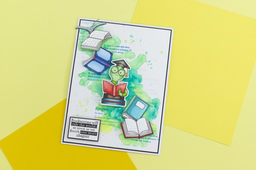 Crafters Companion - Stempelset & Stanzschablone "Cute Bookworm" Stamp & Dies