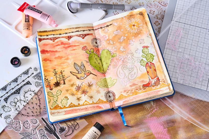 Sizzix - Schablone & Stempelset "Western" Stencil & Clear Stamps by Vic Hollins