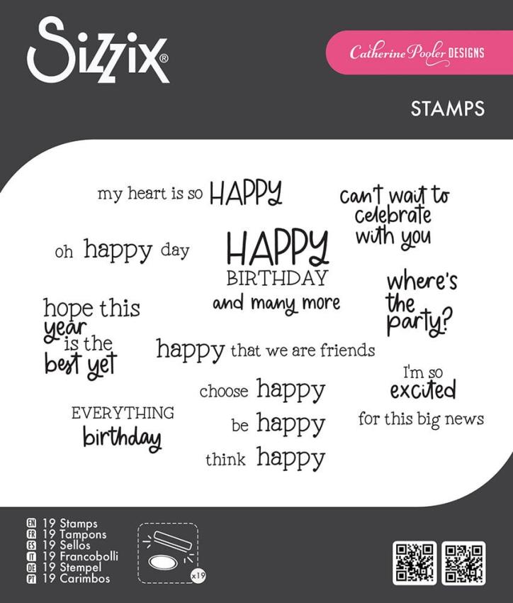 Sizzix - Stempelset "Happy Everything Sentiment" Clear Stamps Design by Catherine Pooler