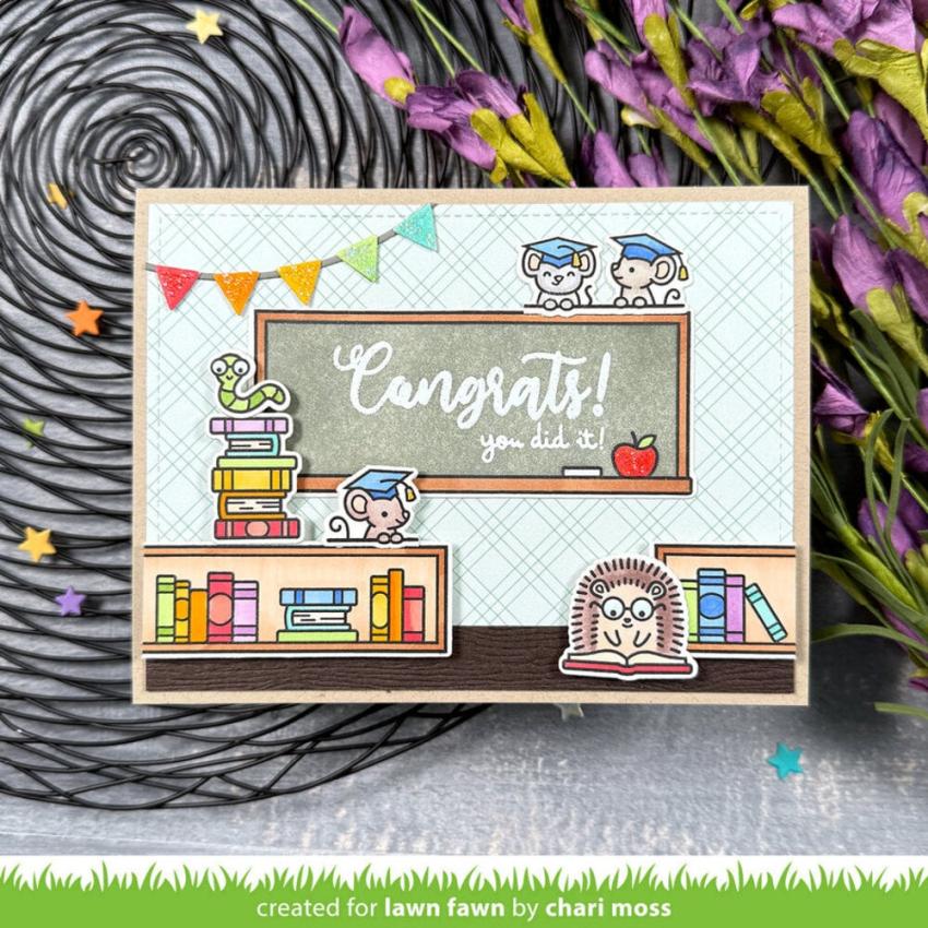 Lawn Fawn - Stempelset "Little Woodland Library Friends" Clear Stamp