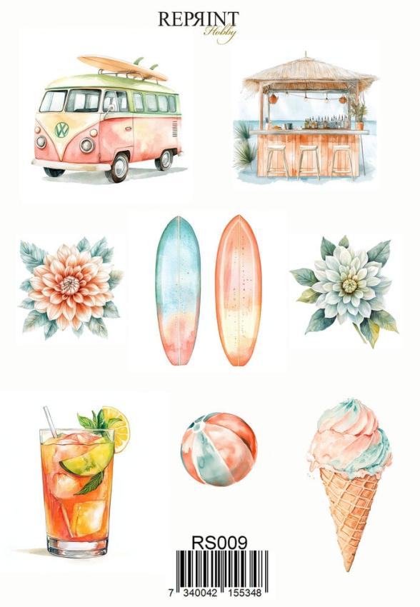 Reprint - Aufkleber "At the Beach" Sticker 10x21cm - 1 Bogen