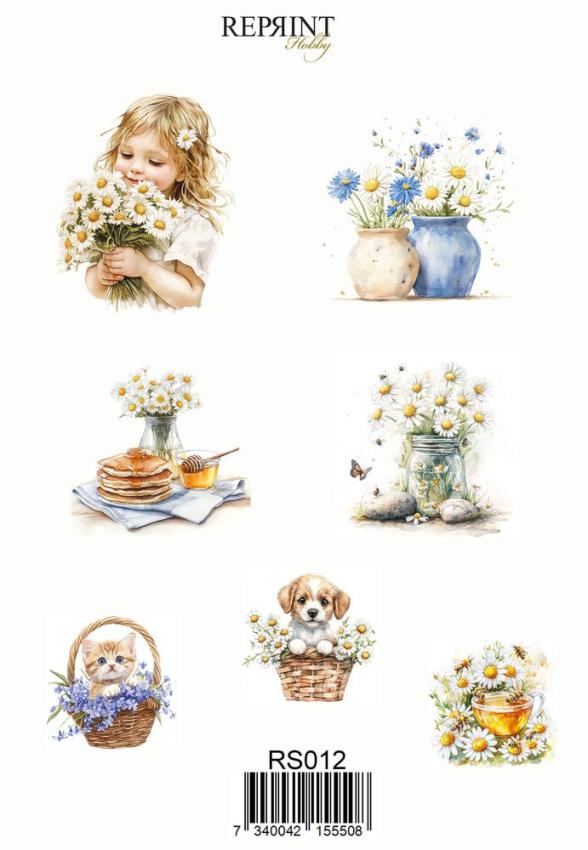 Reprint - Aufkleber "Daisies" Sticker 10x21cm - 1 Bogen