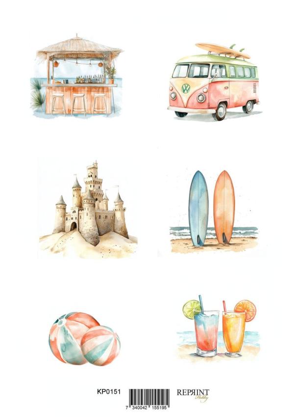 Reprint - Stanzteile "Summer" Cutouts A4 - 8 Bogen