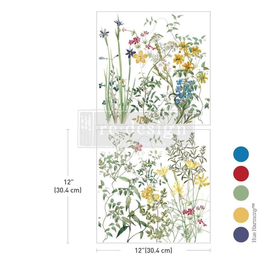 Re-Design with Prima - Transfer Aufkleber 12x12 Inch "Eclat Floral" Decor Transfer 2 Bogen 