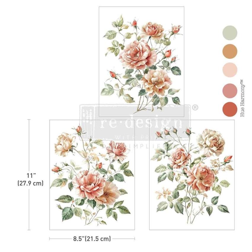 Re-Design with Prima - Transfer Aufkleber 8,5x11 Inch "Gentle Symphony" Decor Transfer 3 Bogen 