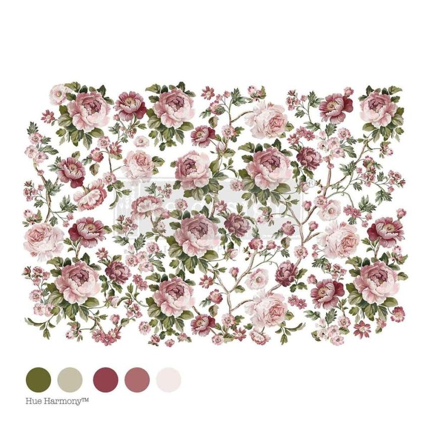 Re-Design with Prima - Transfer Aufkleber 24x35 Inch "Kacha Blushing Blooms Symphony" Decor Transfer 4 Bogen 