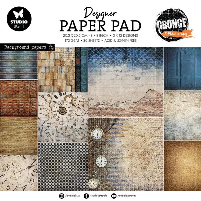 Studio Light - Designpapier "Grunge" Paper Pack 8x8 Inch - 36 Bogen