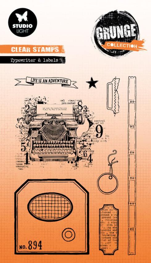 Studio Light - Stempelset "Typewriter & Labels" Clear Stamps Grunge Collection