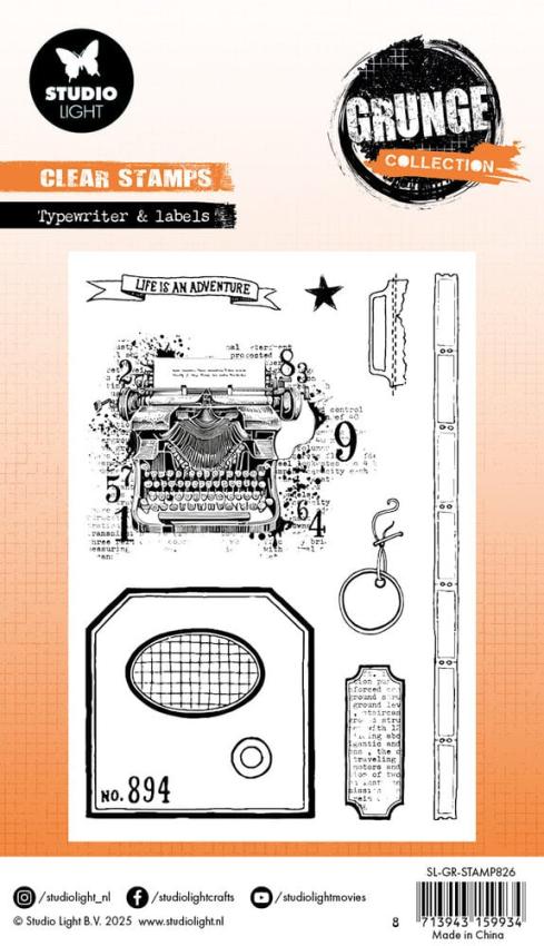 Studio Light - Stempelset "Typewriter & Labels" Clear Stamps Grunge Collection