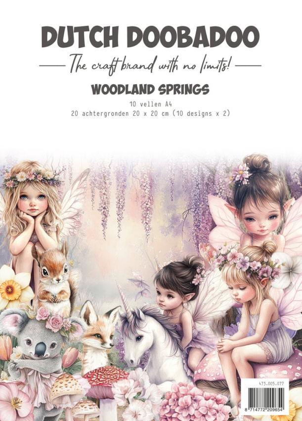 Dutch Doobadoo - Designpapier "Woodland Springs" Paper Pack 20x20cm - 10 Bogen