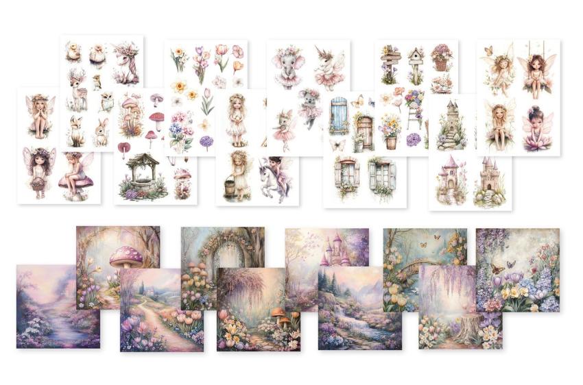 Dutch Doobadoo - Designpapier "Woodland Springs" Paper Pack 20x20cm - 10 Bogen