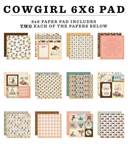 Carta Bella - Designpapier "Cowgirl" Paper Pad 6x6 Inch - 24 Bogen