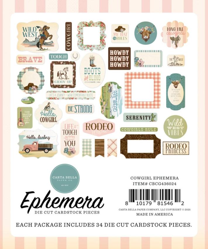 Carta Bella - Stanzteile "Cowgirl" Ephemera