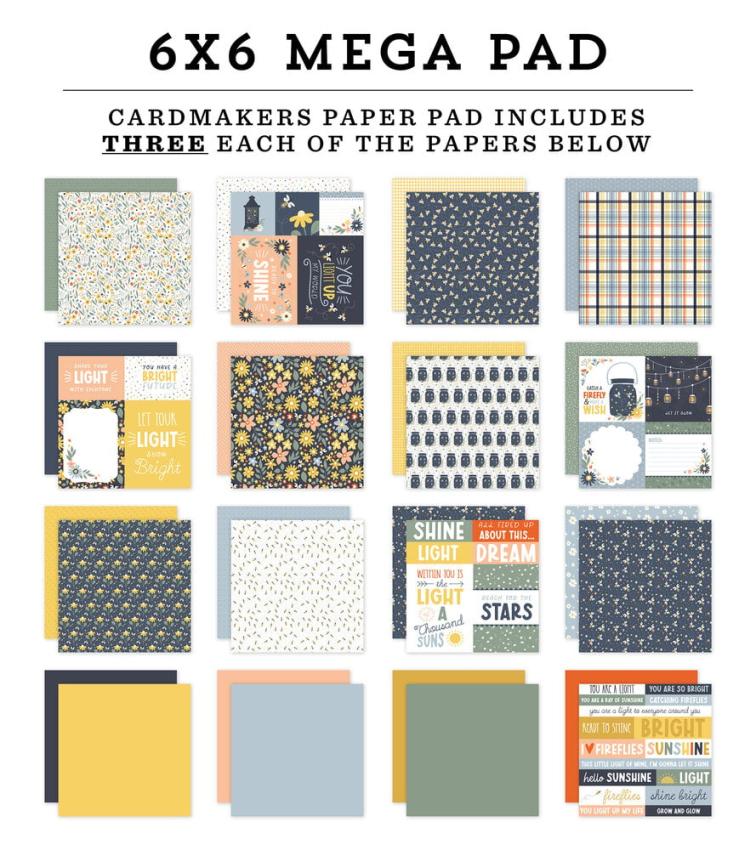 Echo Park - Designpapier "Firefly" Cardmakers Mega Pad 6x6 Inch - 48 Bogen