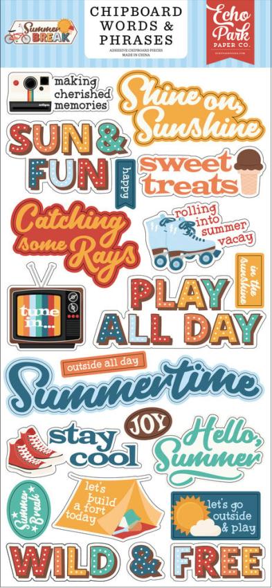 Echo Park - Sticker "Summer Break" Chipboard 6x13 Inch