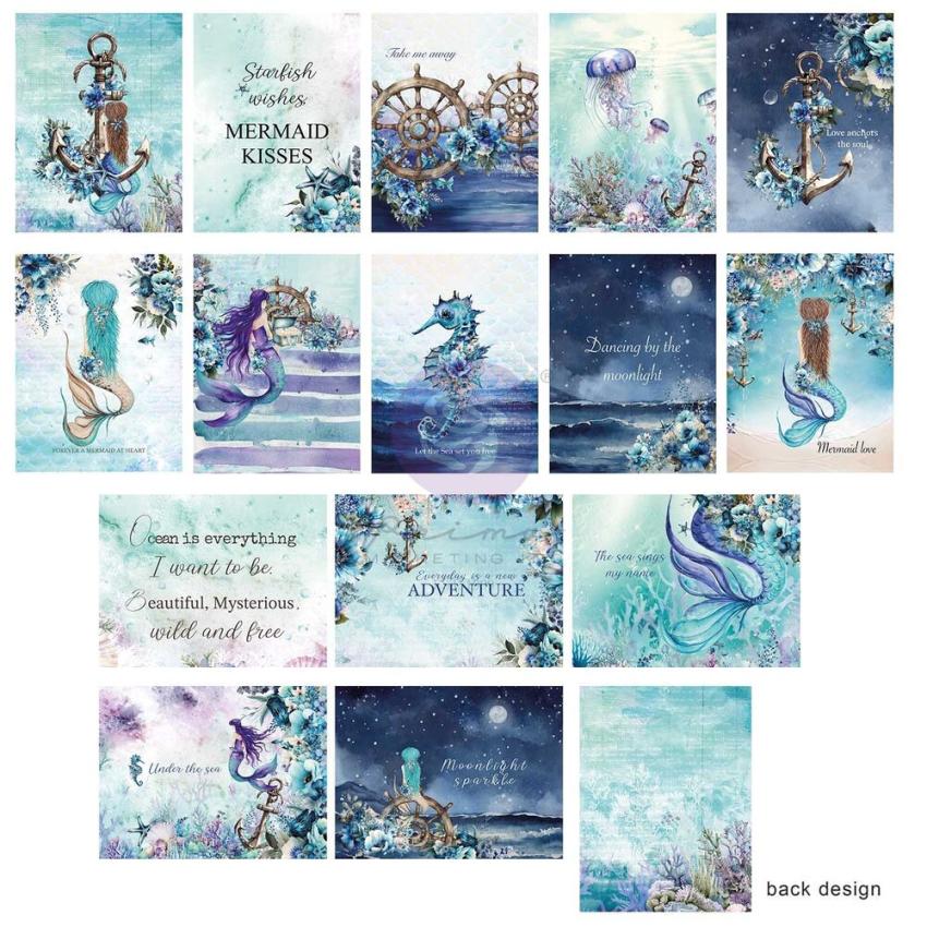 Prima Marketing - Designpapier "A Mermaid's Tale" Paper Pack - Journaling Cards 3x4 Inch - 45 Bogen