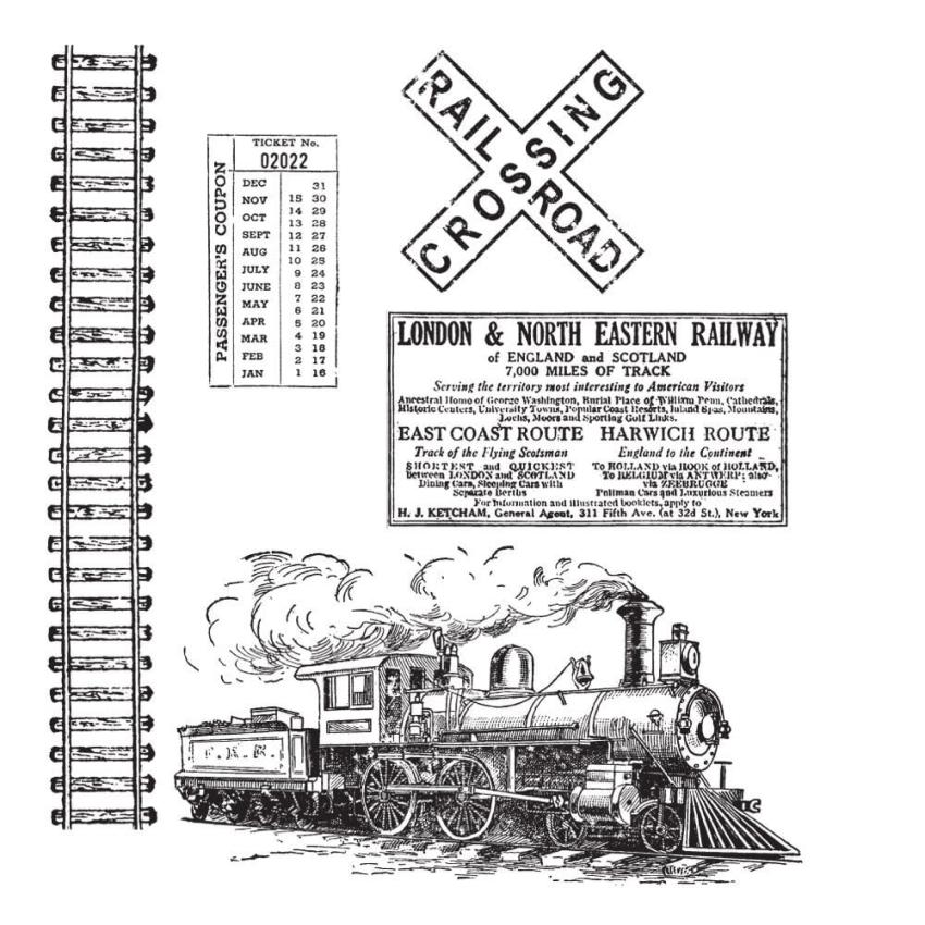 Stampers Anonymous - Gummistempelset "On The Railroad" Cling Stamp Design by Tim Holtz