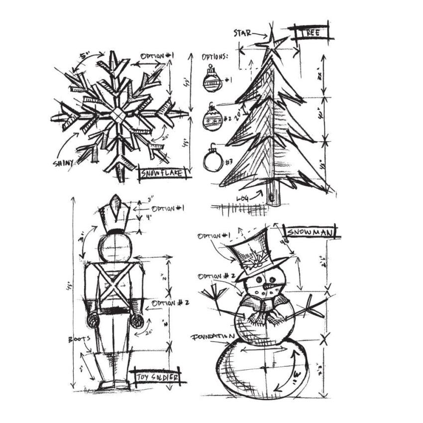 Stampers Anonymous - Gummistempelset "Christmas Blueprint" Cling Stamp Design by Tim Holtz