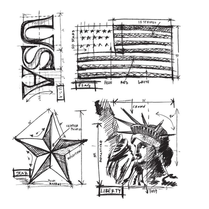 Stampers Anonymous - Gummistempelset "Americana Blueprint" Cling Stamp Design by Tim Holtz