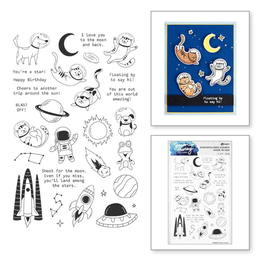 Spellbinders - Stempelset & Stanzschablone "Space Friends" Clear Stamps & Dies
