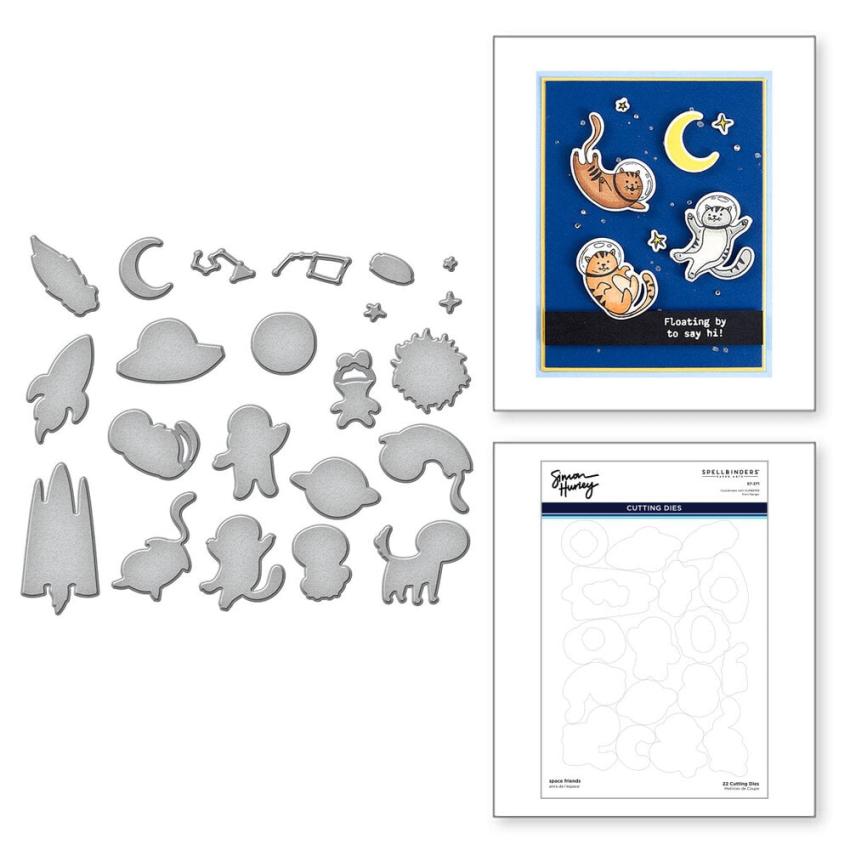 Spellbinders - Stempelset & Stanzschablone "Space Friends" Clear Stamps & Dies
