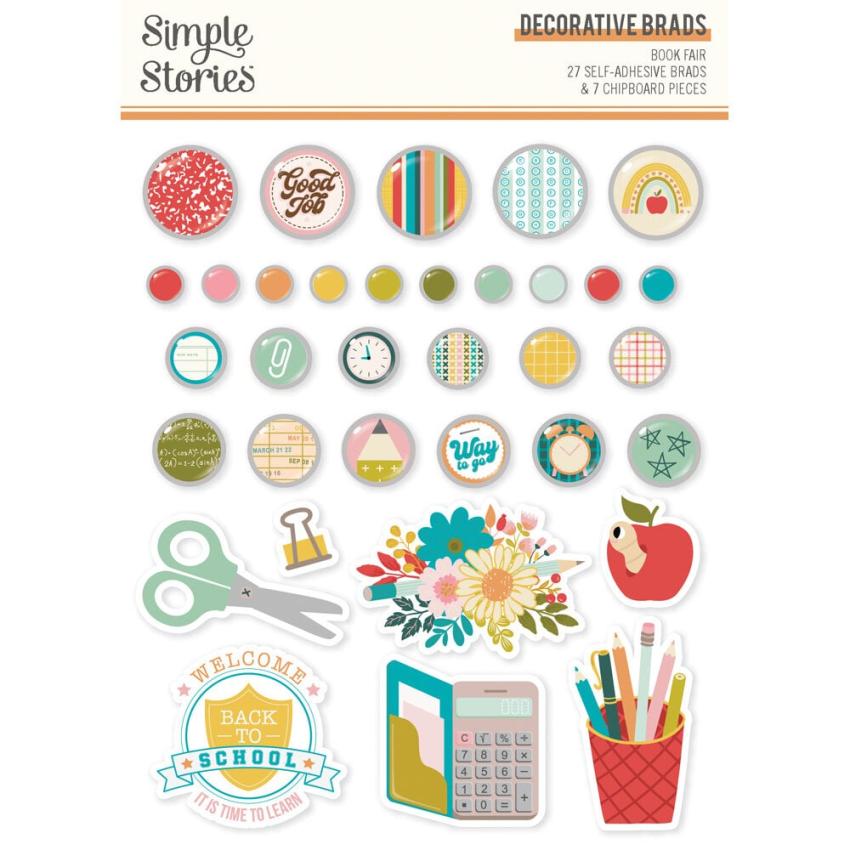 Simple Stories - Decorative Brads "Book Fair" 