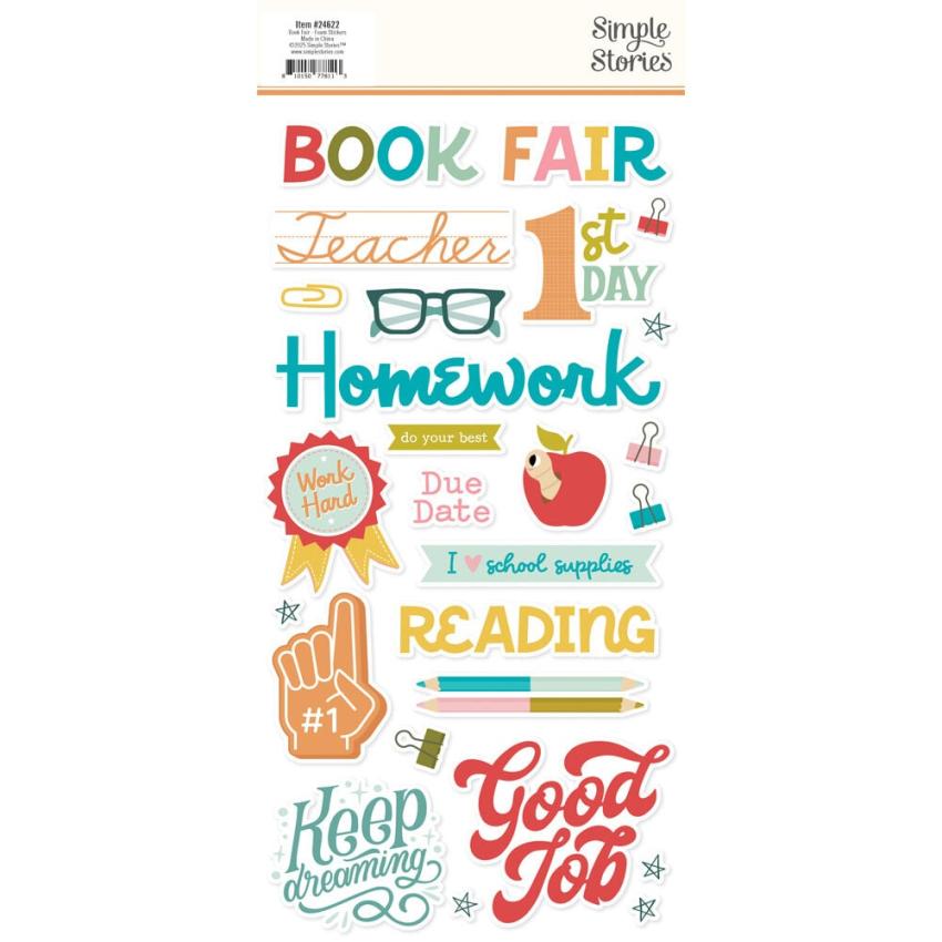 Simple Stories - Aufkleber "Book Fair" Foam Sticker
