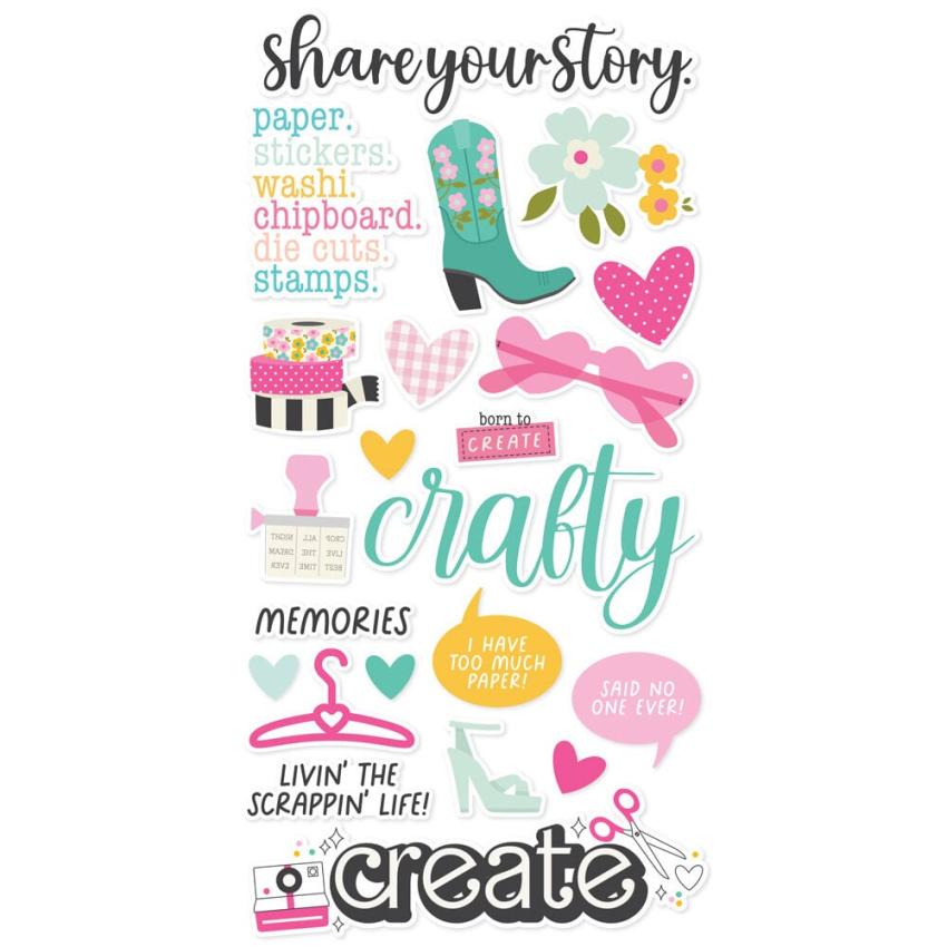 Simple Stories - Aufkleber "Crafty Babe" Foam Sticker